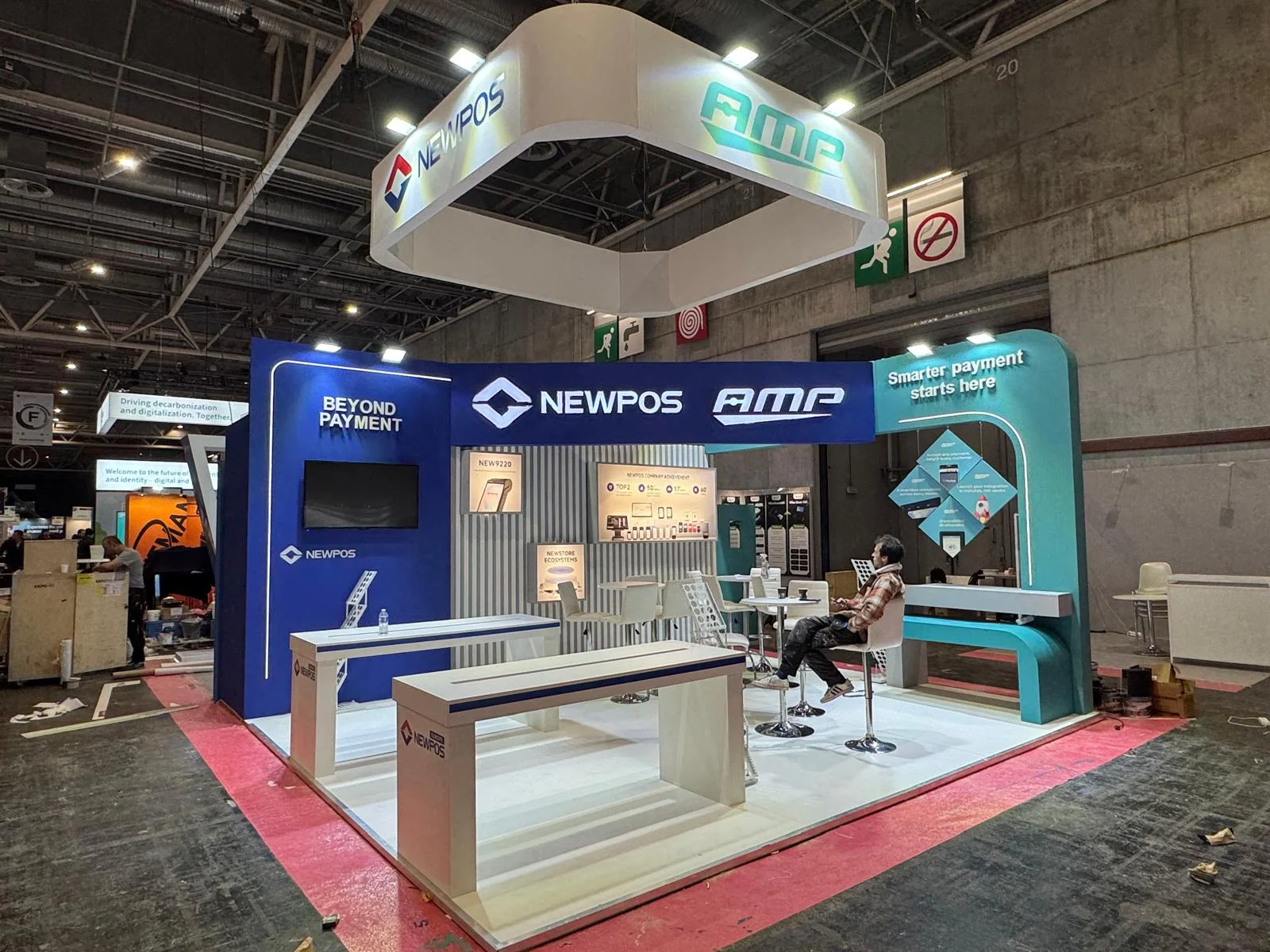 Newpos Amp exhibition booth at TrusTech 2024, Paris, France