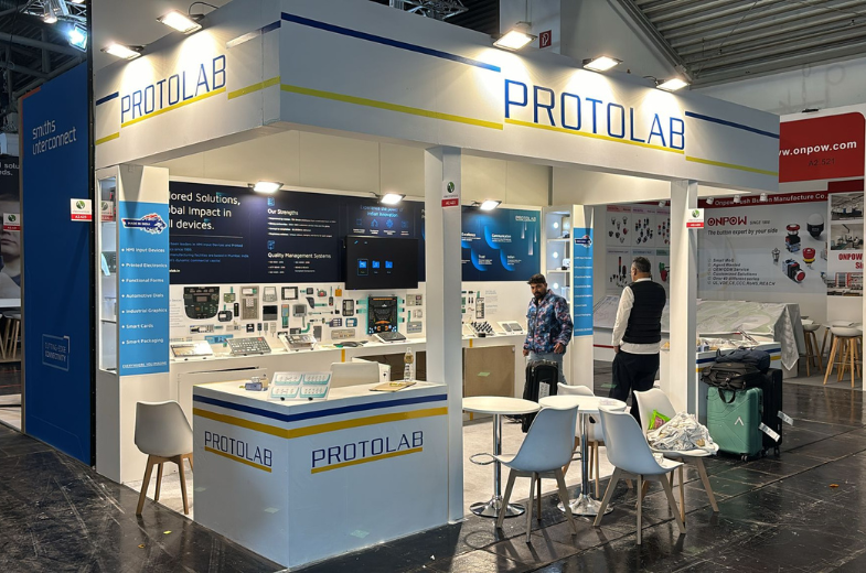 Protolab custom exhibition booth by Expo Creators at Electronica 2024, Munich, featuring premium trade show design and fabrication for global expos trade show booth Las Vegas.